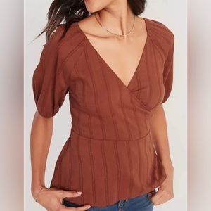 Old Navy Puff-Sleeved Dobby Wrap Blouse